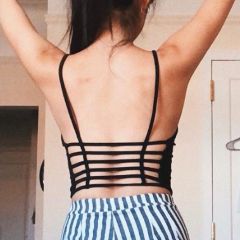 Black Brandy Melville Open Back Caged Top